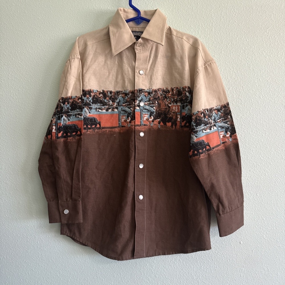 Little Boys Panhandle Pearl Snap Cowboy Snap Up Size‎ Small Size 6 Horses Rodeo